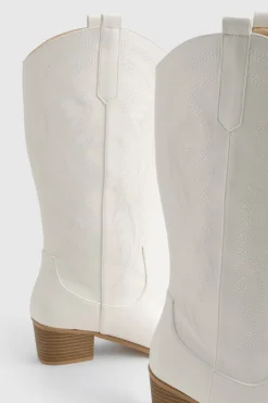 boohoo Bottes de cow-boy western mi-mollet à détails brodés< Bottes|Santiags