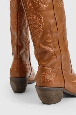 Bottes de cow-boy western montantes brodées