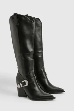 Bottes de cow-boy western montantes à boucle épurée
