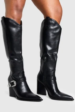 Bottes de cow-boy western montantes à boucle épurée