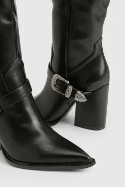 Bottes de cow-boy western montantes à boucle épurée