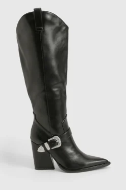Bottes de cow-boy western montantes à boucle épurée