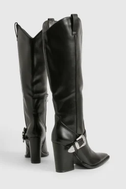 Bottes de cow-boy western montantes à boucle épurée