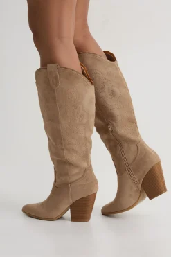 Bottes De Cowboy Western Montantes À Broderies En Synthétique