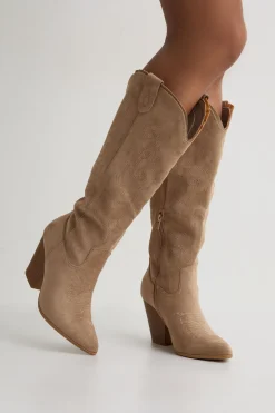 Bottes De Cowboy Western Montantes À Broderies En Synthétique