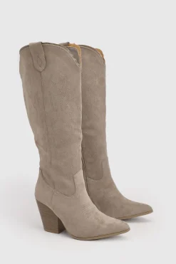 Bottes De Cowboy Western Montantes À Broderies En Synthétique