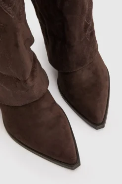 Bottes De Cowboy Western Montantes En Synthétique Avec Revers