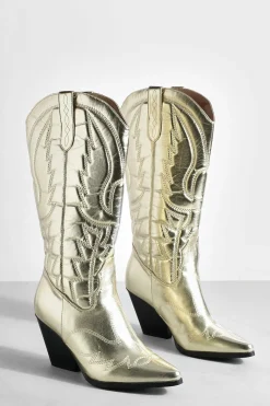 Bottes de cowboy western métalliques montantes