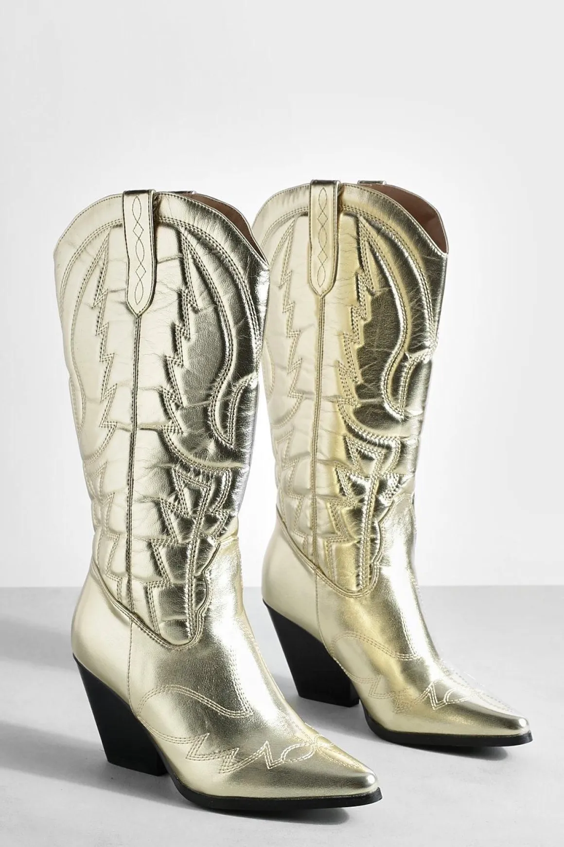 Bottes de cowboy western métalliques montantes