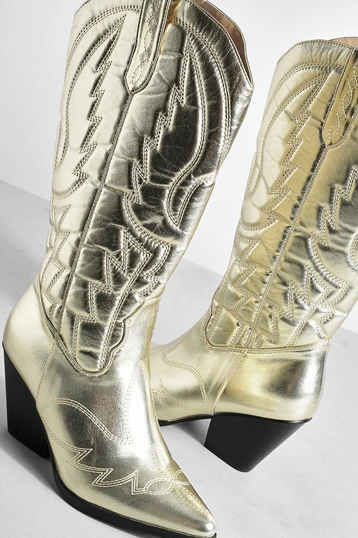 Bottes de cowboy western métalliques montantes