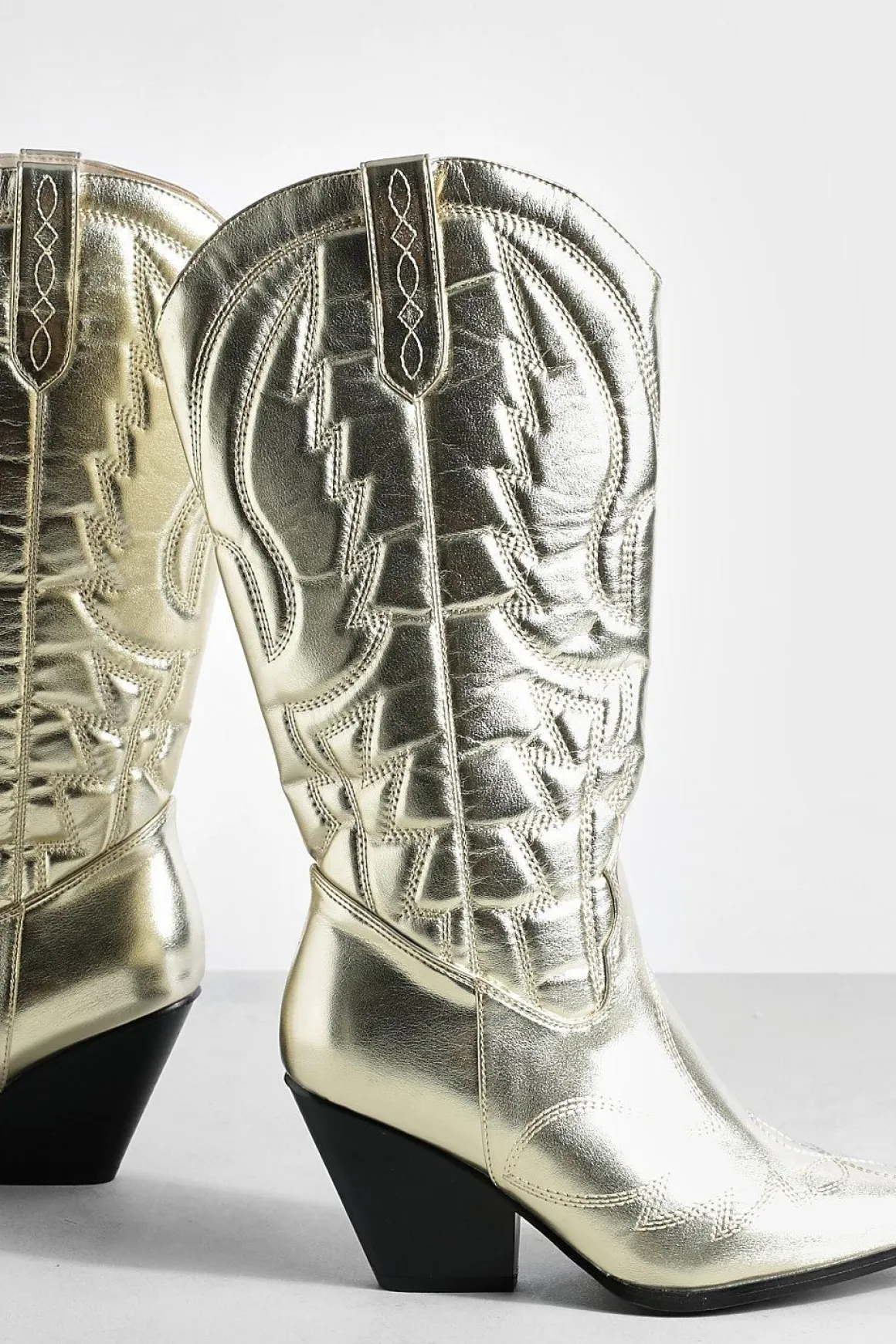 Bottes de cowboy western métalliques montantes