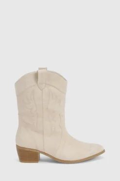 boohoo Bottes de cow-boy western à onglet en suédé synthétique pour pieds larges< Bottes|Bottes En Daim