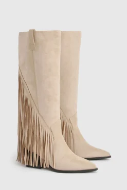 boohoo Bottes De Cowboy Western À Pompons Coupe Large< Bottes|Santiags