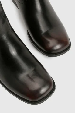 boohoo Bottes de cowboy western épurées à talon bloc au look vieilli< Bottes|Santiags