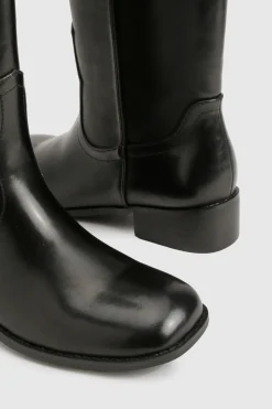 boohoo Bottes de cowboy western épurées à talon bloc effet vieilli< Bottes|Bottes Noires