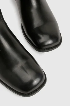boohoo Bottes de cowboy western épurées à talon bloc effet vieilli< Bottes|Bottes Noires