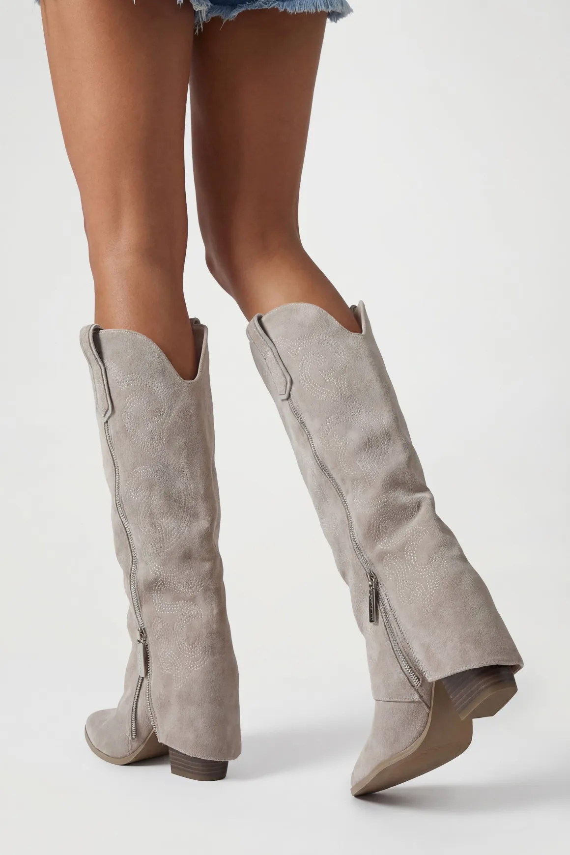 Bottes De Cowboy Western À Rabat En Synthétique Avec Détail Zippé