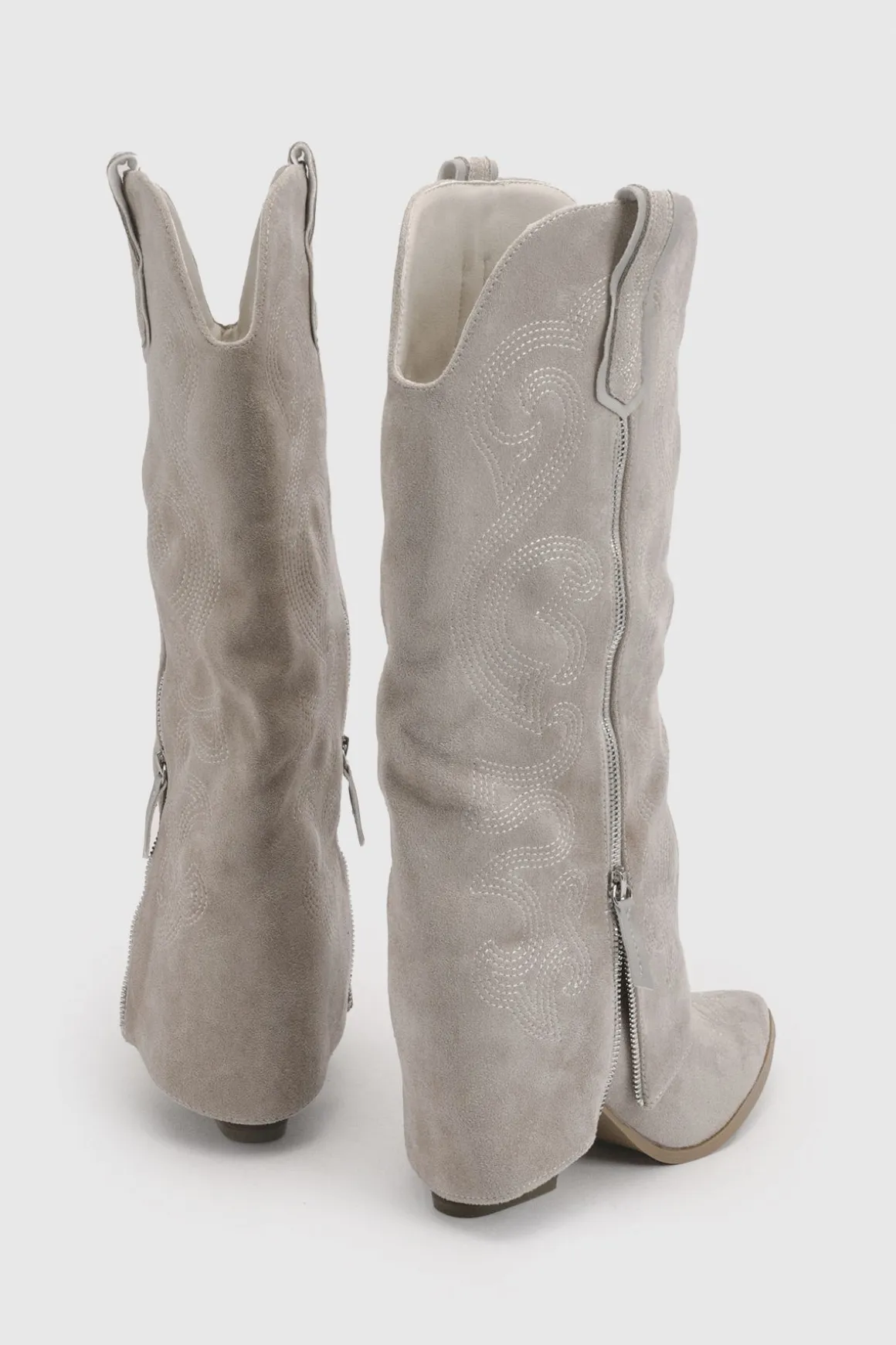 Bottes De Cowboy Western À Rabat En Synthétique Avec Détail Zippé