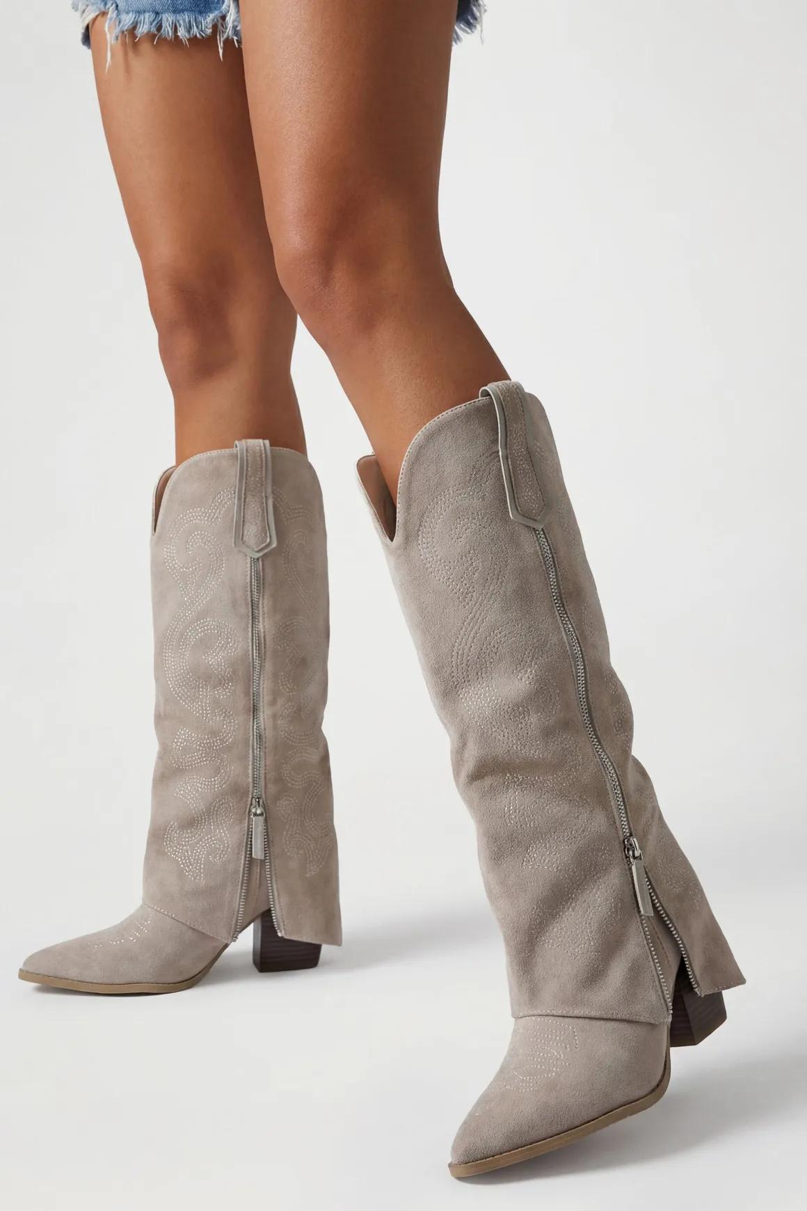 Bottes De Cowboy Western À Rabat En Synthétique Avec Détail Zippé
