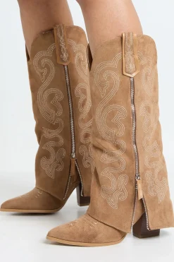 Bottes De Cowboy Western À Rabat Avec Détail Zip En Synthétique