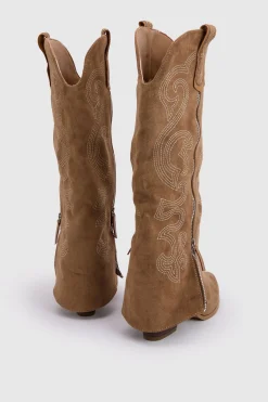 Bottes De Cowboy Western À Rabat Avec Détail Zip En Synthétique