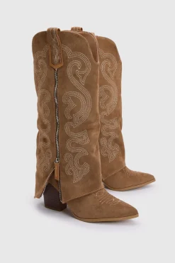 Bottes De Cowboy Western À Rabat Avec Détail Zip En Synthétique