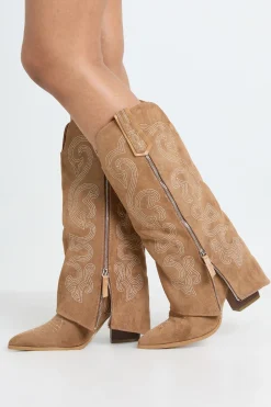 Bottes De Cowboy Western À Rabat Avec Détail Zip En Synthétique