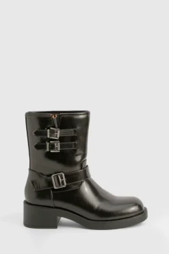 Bottes de motard au détail de boucle style vintage