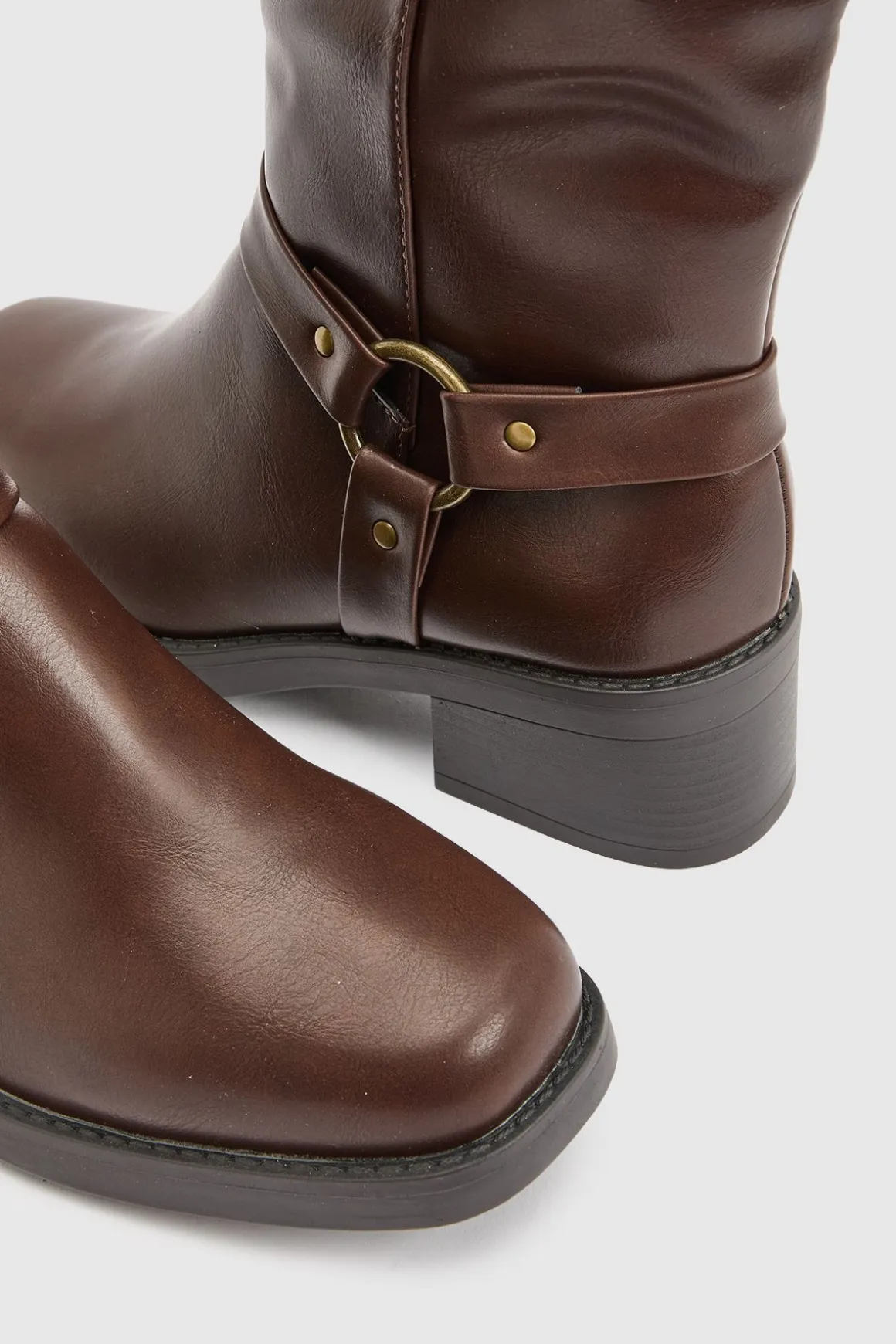 Bottes De Motarde Hautes À Coupe Large Avec Boucles