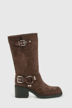 Bottes de motard à talons avec anneau en D