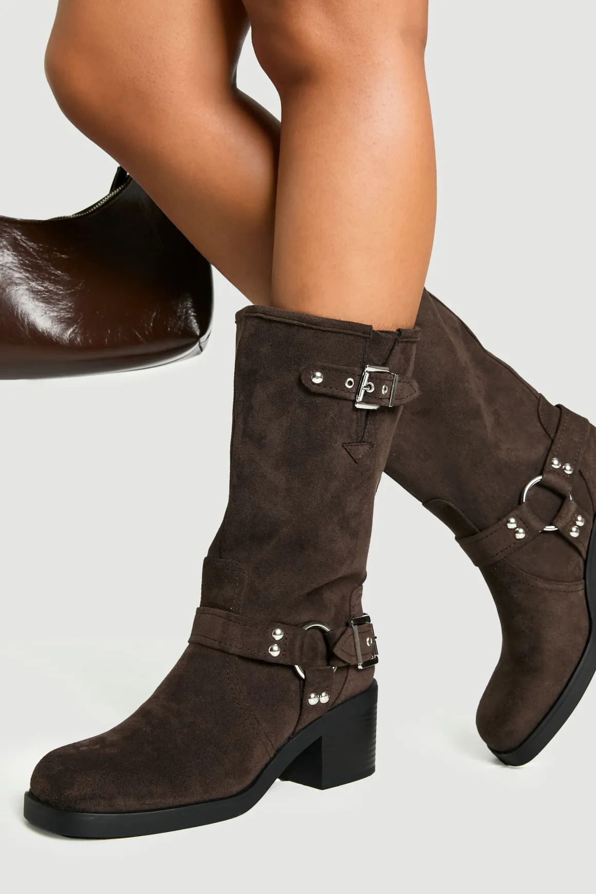 Bottes de motard à talons avec anneau en D