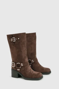Bottes de motard à talons avec anneau en D