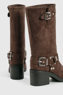 Bottes de motard à talons avec anneau en D