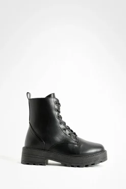 boohoo Bottes de randonnée chunky à lacets< Bottes|Bottes Noires