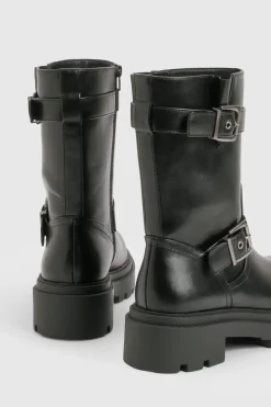 boohoo Bottes de Randonnée à Double Boucle< Bottes|Bottes Noires