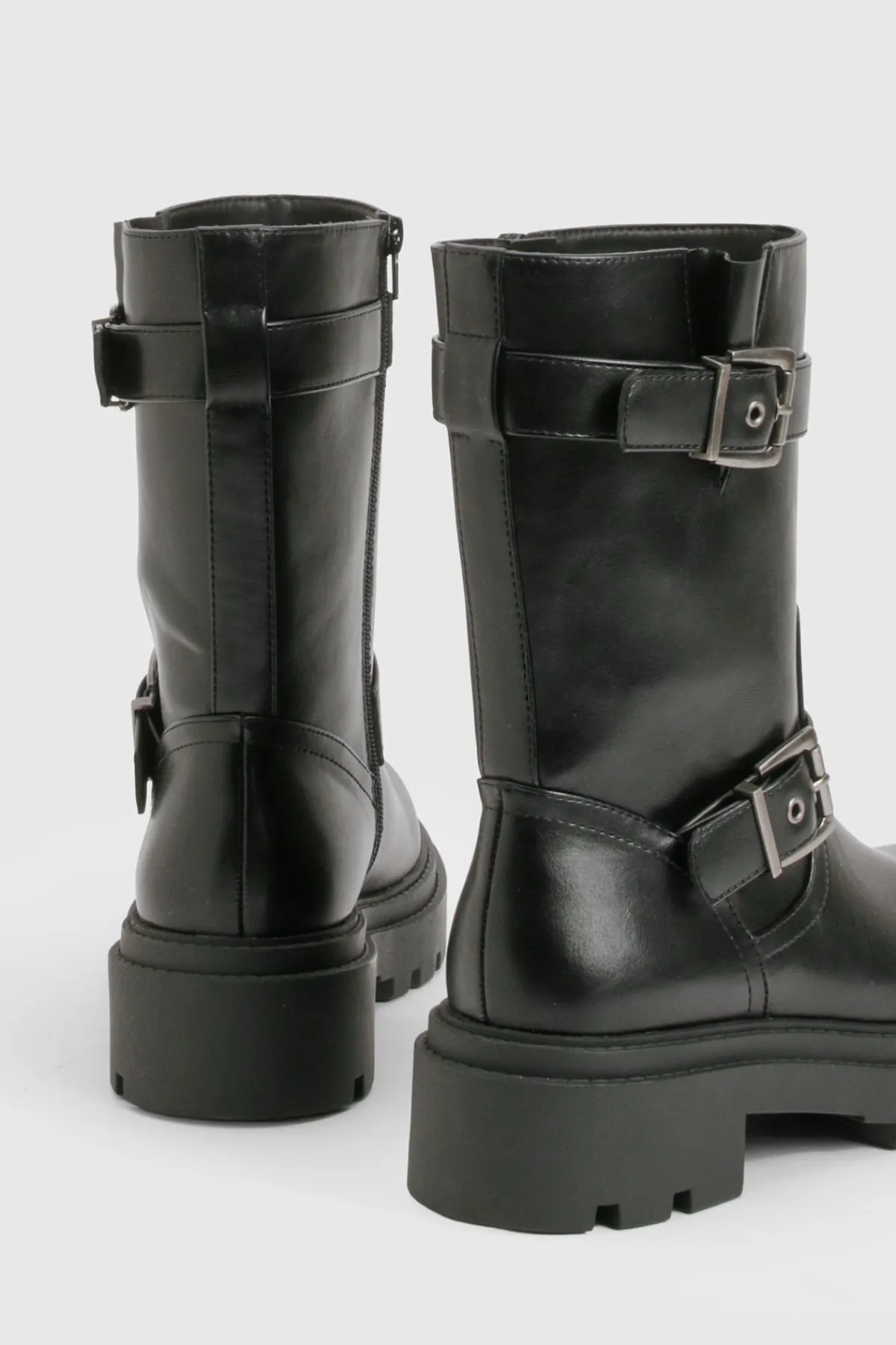 boohoo Bottes de Randonnée à Double Boucle< Bottes|Bottes Noires