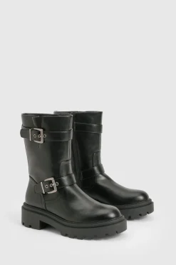 boohoo Bottes de Randonnée à Double Boucle< Bottes|Bottes Noires