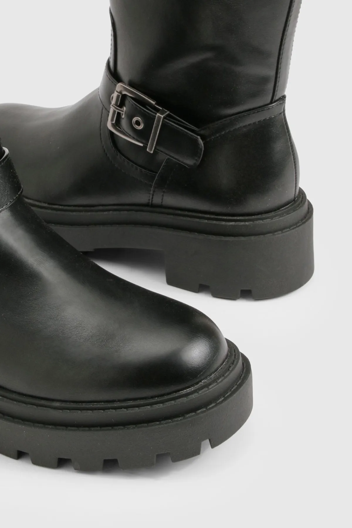 boohoo Bottes de Randonnée à Double Boucle< Bottes|Bottes Noires