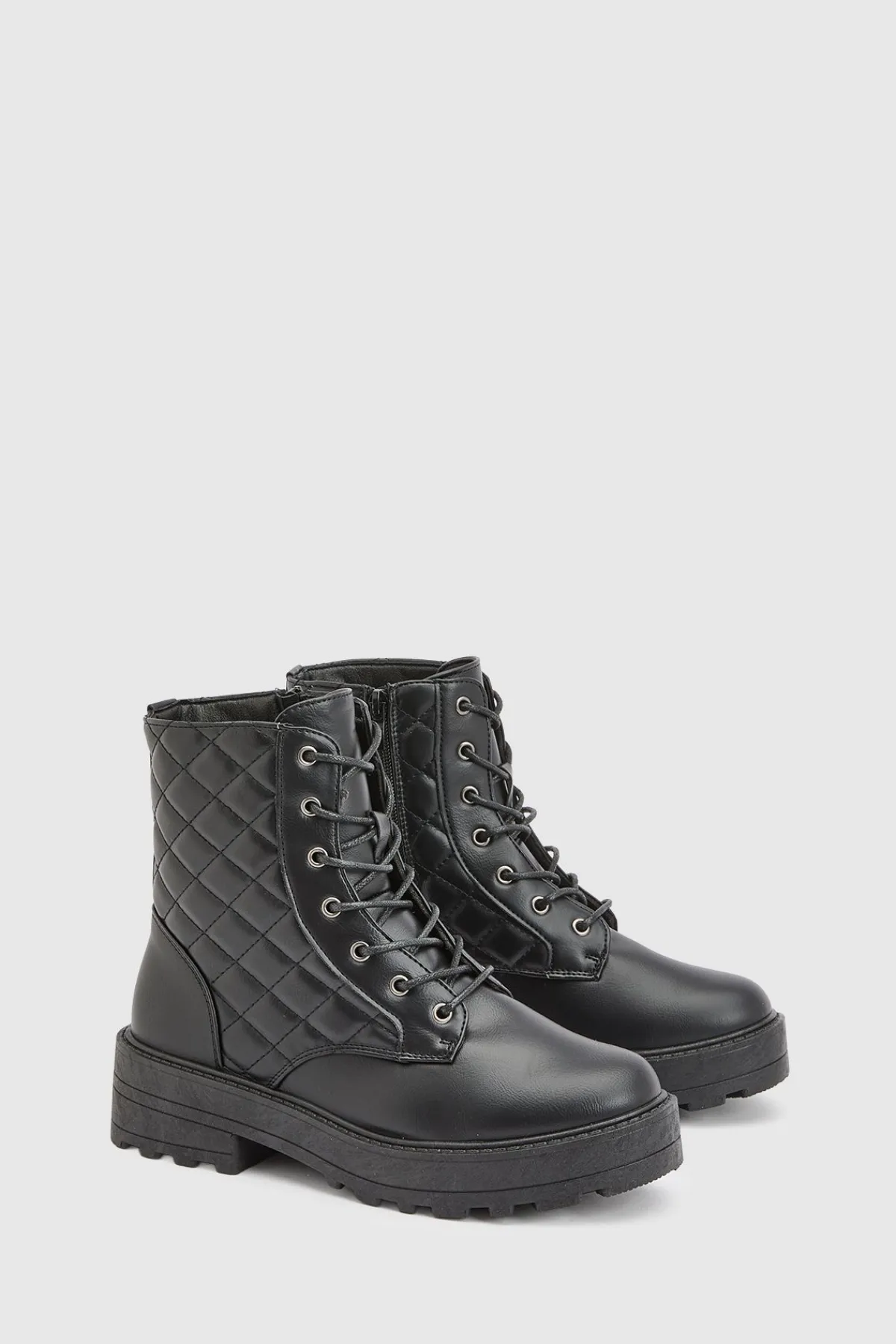 boohoo Bottes De Randonnée Matelassées Coupe Large< Bottes|Bottes Noires