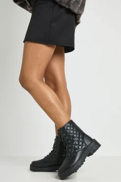 boohoo Bottes De Randonnée Matelassées Coupe Large< Bottes|Bottes Noires