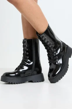 boohoo Bottes De Randonnée Montantes Vernies À Lacets< Bottes|Bottes Hautes
