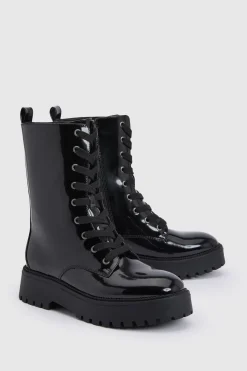 boohoo Bottes De Randonnée Montantes Vernies À Lacets< Bottes|Bottes Hautes
