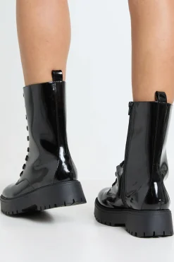boohoo Bottes De Randonnée Montantes Vernies À Lacets< Bottes|Bottes Hautes