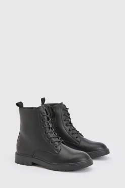 boohoo Bottes De Randonnée Plates À Lacets< Bottes|Bottes Noires