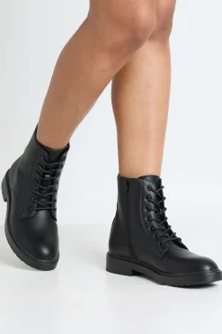 boohoo Bottes De Randonnée Plates À Lacets< Bottes|Bottes Noires