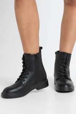 boohoo Bottes De Randonnée Plates À Lacets< Bottes|Bottes Noires