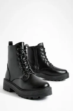 Bottes de randonneur chunky à laçage et coupe large