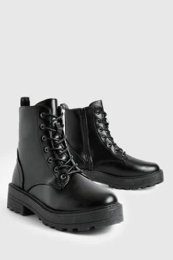 Bottes de randonneur chunky à laçage et coupe large