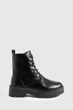 Bottes de randonneur chunky à laçage et coupe large
