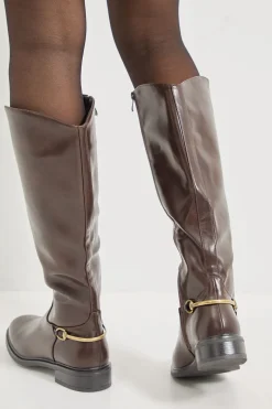 Bottes d'équitation hautes Emma en synthétiquecuir avec détail étrier